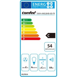 COMFEE' ANGJ64B-60 Hotte aspirante inclinée 60 cm en Verre Trempé, 3 Niveaux de Vitesse, Écran Tactile LED, Recycle interne ou É