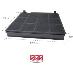 Filtre à charbon type 15 d'origine 230 x 210 x 30 mm Hotte 9029793818, 9029800456 ELECTROLUX Hotte 9029793818, 9029800456 ELECTR