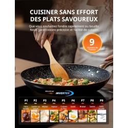 COMFEE' CIH351D257K0 Table De Cuisson À Induction Encastrable Avec 2 Zones De Cuisson, 9 Niveaux De Puissance, Surface De Chauff