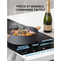COMFEE' CIH351D257K0 Table De Cuisson À Induction Encastrable Avec 2 Zones De Cuisson, 9 Niveaux De Puissance, Surface De Chauff