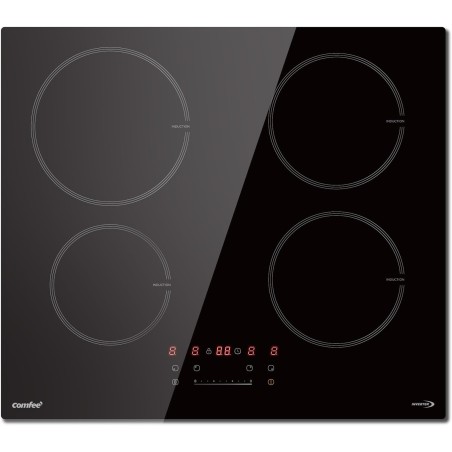 COMFEE' CIH741F238K0 Table de Cuisson à Induction 7200W avec 4 Brûleurs, 9 Niveaux de Puissance, Surface de Chauffe Agrandie de 
