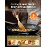 COMFEE' CIH741F238K0 Table de Cuisson à Induction 7200W avec 4 Brûleurs, 9 Niveaux de Puissance, Surface de Chauffe Agrandie de 
