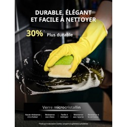 COMFEE' CIH741F238K0 Table de Cuisson à Induction 7200W avec 4 Brûleurs, 9 Niveaux de Puissance, Surface de Chauffe Agrandie de 