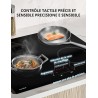 COMFEE' CIH741F238K0 Table de Cuisson à Induction 7200W avec 4 Brûleurs, 9 Niveaux de Puissance, Surface de Chauffe Agrandie de 
