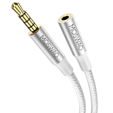 MOSWAG Rallonge Jack Audio 3.5 mm 4 Pôles pour Casque Micro, Nylon Tressé Jack Mâle vers Femelle Câble Extension Audio Stéréo Co