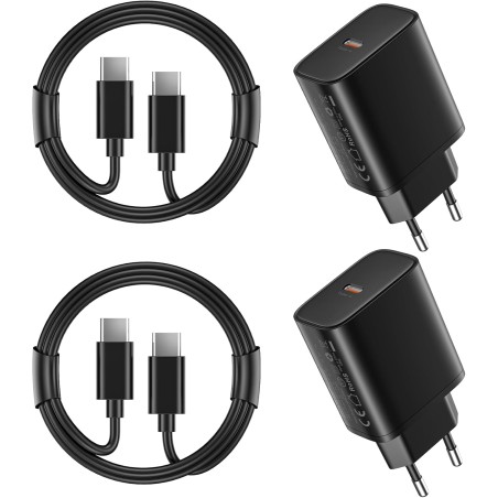2 Pack 45W Chargeur Charge Rapide pour Samsung Galaxy S25/S24/S23/S22/S21 Ultra/S20/S20+/Note 20/10/9/8/A73/A53/A52/S10/S9, iPho
