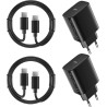 2 Pack 45W Chargeur Charge Rapide pour Samsung Galaxy S25/S24/S23/S22/S21 Ultra/S20/S20+/Note 20/10/9/8/A73/A53/A52/S10/S9, iPho