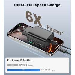 2 Pack 45W Chargeur Charge Rapide pour Samsung Galaxy S25/S24/S23/S22/S21 Ultra/S20/S20+/Note 20/10/9/8/A73/A53/A52/S10/S9, iPho