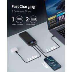 Batterie Externe 13800mAh, Slimmest 22.5W Power Bank, Batterie Portable USB C (Entrée/Sortie) PD3.0 QC4.0 Charge Rapide Chargeur