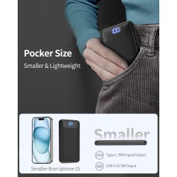 Batterie Externe 13800mAh, Slimmest 22.5W Power Bank, Batterie Portable USB C (Entrée/Sortie) PD3.0 QC4.0 Charge Rapide Chargeur