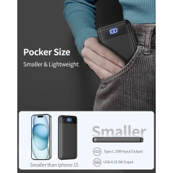 Batterie Externe 13800mAh, Slimmest 22.5W Power Bank,Batterie Portable USB C (Entrée/Sortie) PD3.0 QC4.0 Charge Rapide Chargeur 