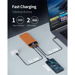 Batterie externe 13800mah, slimmest 22.5w power bank, batterie portable usb c (entrée/sortie) pd3.0 qc4.0 charge rapide chargeur