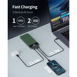 Batterie Externe 13800mAh, Slimmest 22.5W Power Bank,Batterie Portable USB C (Entrée/Sortie) PD3.0 QC4.0 Charge Rapide Chargeur 