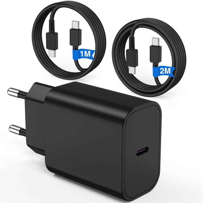 Chargeur Rapide Type C, 45W Samsung Chargeur Rapide et 1M+2M 60W câble de Charge Rapide, USB C câble pour Samsung Galaxy S25 Ult