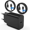 Chargeur Rapide Type C, 45W Samsung Chargeur Rapide et 1M+2M 60W câble de Charge Rapide, USB C câble pour Samsung Galaxy S25 Ult