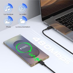 Chargeur Rapide Type C, 45W Samsung Chargeur Rapide et 1M+2M 60W câble de Charge Rapide, USB C câble pour Samsung Galaxy S25 Ult