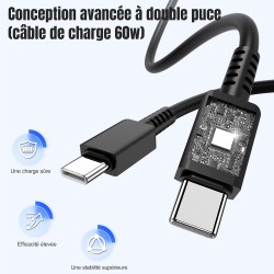 Chargeur Rapide Type C, 45W Samsung Chargeur Rapide et 1M+2M 60W câble de Charge Rapide, USB C câble pour Samsung Galaxy S25 Ult
