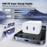 Super Rapide Samsung Chargeur Type C, 45W Double Port USB C Chargeur Rapide Bloc et 60W 1M + 2M USB C câble - PD Quick Charge 3.