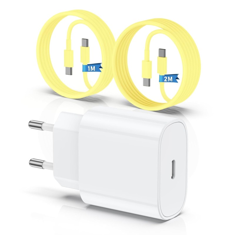 Chargeur pour iPhone 15 16, 20W apple original chargeur rapide avec 60W 1M+2M câble de charge rapide pour iPhone 16/16 Pro/16 Ma