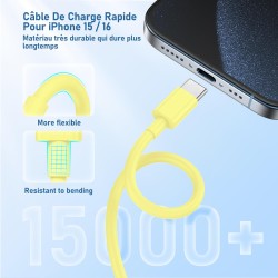 Chargeur pour iPhone 15 16, 20W apple original chargeur rapide avec 60W 1M+2M câble de charge rapide pour iPhone 16/16 Pro/16 Ma