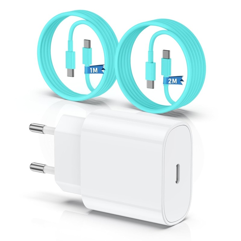 Chargeur pour iPhone 15 16, 20W apple original chargeur rapide avec 60W 1M+2M câble de charge rapide pour iPhone 16/16 Pro/16 Ma