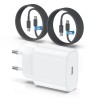 Chargeur 20W Rapide Original avec Câble 60W (1M+2M) pour iPhone 15/16, iPad Pro/Air/Mini