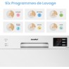 COMFEE' TD602E-W Lave-vaisselle compact pose libre, écran LED, 6,5 litres, blanc, niveau sonore : 47 dB