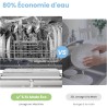 COMFEE' TD602E-W Lave-vaisselle compact pose libre, écran LED, 6,5 litres, blanc, niveau sonore : 47 dB