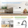 COMFEE' TD602E-W Lave-vaisselle compact pose libre, écran LED, 6,5 litres, blanc, niveau sonore : 47 dB