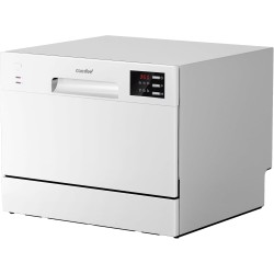 COMFEE' TD602E-W Lave-vaisselle compact pose libre, écran LED, 6,5 litres, blanc, niveau sonore : 47 dB