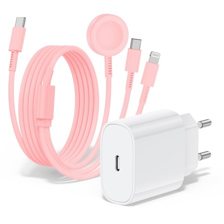 Chargeur pour Apple Watch, chargeur rapide magnétique 20w pour Apple iWatch, câble original 3 en 1 multi-charge (2M) compatible 
