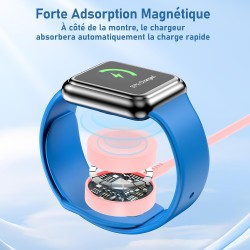 Chargeur pour Apple Watch, chargeur rapide magnétique 20w pour Apple iWatch, câble original 3 en 1 multi-charge (2M) compatible 
