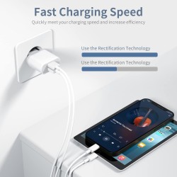 Chargeur for iPhone, Prise USB avec Cable 2M pour iPhone 8 7 6 6S Plus XR X XS 11 12 13 14 Pro Max Mini SE 5 5S, Pad, 2-Pack 5V 