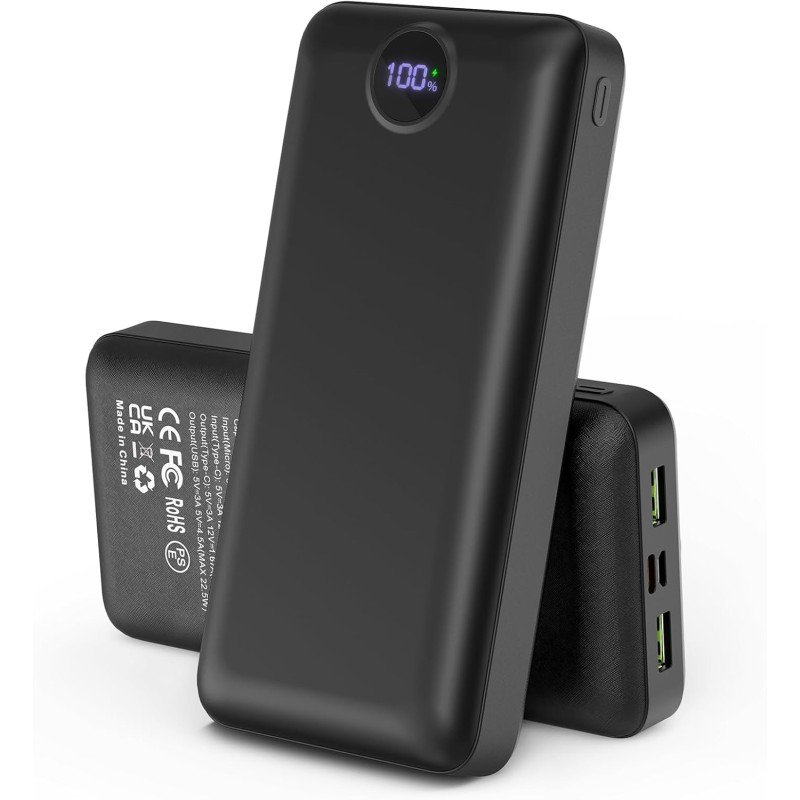 Batterie externe 50000mah charge rapide,power bank grande capacité 22,5w,usb-c avec 3 sorties & 2 entrées chargeur portable écra
