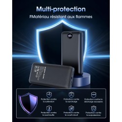 Batterie externe 50000mah charge rapide,power bank grande capacité 22,5w,usb-c avec 3 sorties & 2 entrées chargeur portable écra