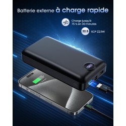 Batterie externe 50000mah charge rapide,power bank grande capacité 22,5w,usb-c avec 3 sorties & 2 entrées chargeur portable écra