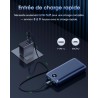 Batterie externe 50000mah charge rapide,power bank grande capacité 22,5w,usb-c avec 3 sorties & 2 entrées chargeur portable écra