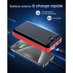 Pdbest batterie externe 50000mah charge rapide,power bank grande capacité avec 3 sorties & 2 entrées 22,5w,usb-c chargeur portab