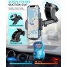 Hoppac Support Telephone Voiture, Porte Téléphone Voiture Tableau de Bord et Voiture Pare-Brise, 360 Degrés Rotation, Un Bouton 