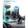 Hoppac Support Telephone Voiture, Porte Téléphone Voiture Tableau de Bord et Voiture Pare-Brise, 360 Degrés Rotation, Un Bouton 