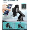 Hoppac Support Telephone Voiture, Porte Téléphone Voiture Tableau de Bord et Voiture Pare-Brise, 360 Degrés Rotation, Un Bouton 
