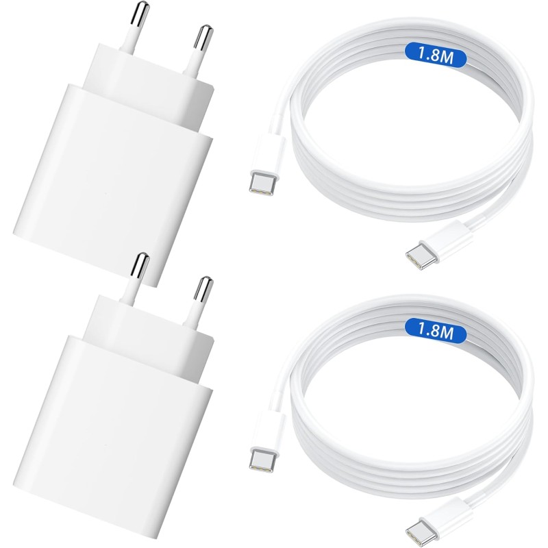 25W Chargeur USB C Secteur Charge Rapide pour Samsung Galaxy S25/S24/S23/S22/S21 Ultra/S20/S20+/Note 20/10/9/8/A73/A53/A52/S10/S