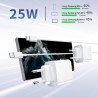 25W Chargeur USB C Secteur Charge Rapide pour Samsung Galaxy S25/S24/S23/S22/S21 Ultra/S20/S20+/Note 20/10/9/8/A73/A53/A52/S10/S