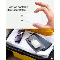25W Chargeur USB C Secteur Charge Rapide pour Samsung Galaxy S25/S24/S23/S22/S21 Ultra/S20/S20+/Note 20/10/9/8/A73/A53/A52/S10/S