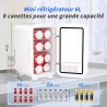 YASHE Mini réfrigérateur, 6 litres/8 canettes 220-240 V AC/DC Réfrigérateur thermoélectrique portable pour chambre à coucher, so