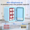 YASHE Mini réfrigérateur, 6 litres/8 canettes 220-240 V AC/DC, réfrigérateur thermoélectrique portable pour chambre à coucher, s