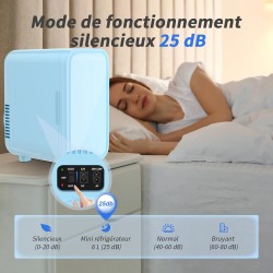 YASHE Mini réfrigérateur, 6 litres/8 canettes 220-240 V AC/DC, réfrigérateur thermoélectrique portable pour chambre à coucher, s