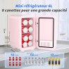 YASHE Mini réfrigérateur, 6 litres/8 canettes 220-240 V AC/DC Réfrigérateur thermoélectrique portable pour chambre à coucher, so