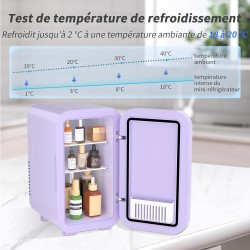 YASHE Mini réfrigérateur, 6 litres/8 canettes 220-240 V AC/DC, réfrigérateur thermoélectrique portable pour chambre à coucher, s