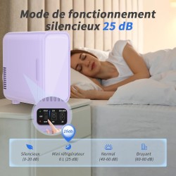 YASHE Mini réfrigérateur, 6 litres/8 canettes 220-240 V AC/DC, réfrigérateur thermoélectrique portable pour chambre à coucher, s